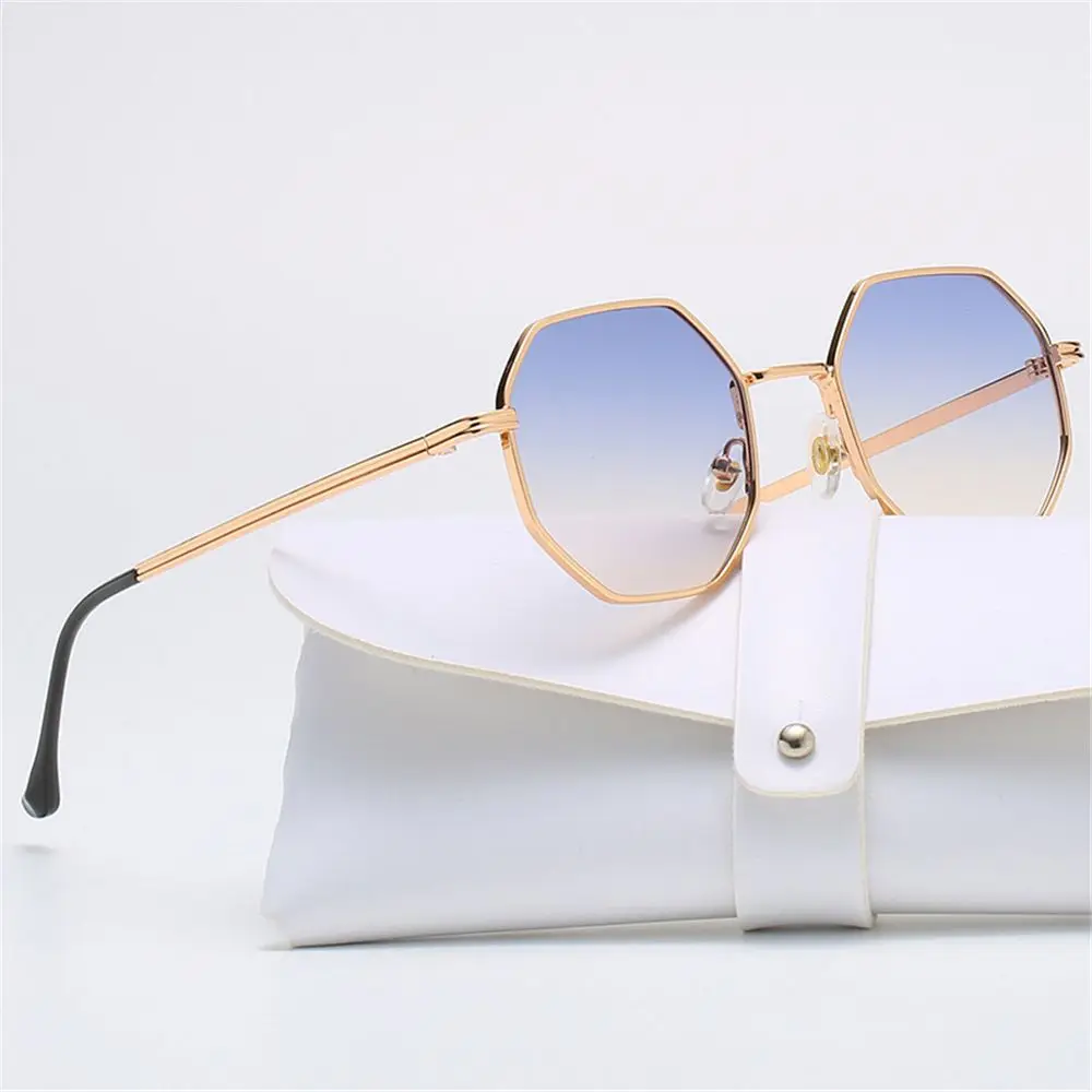 Retro-Sonnenbrille mit UV-Schutz für Herren/Damen, quadratische Sonnenbrille, Metall-Sonnenbrille, Polygon-Sonnenbrille
