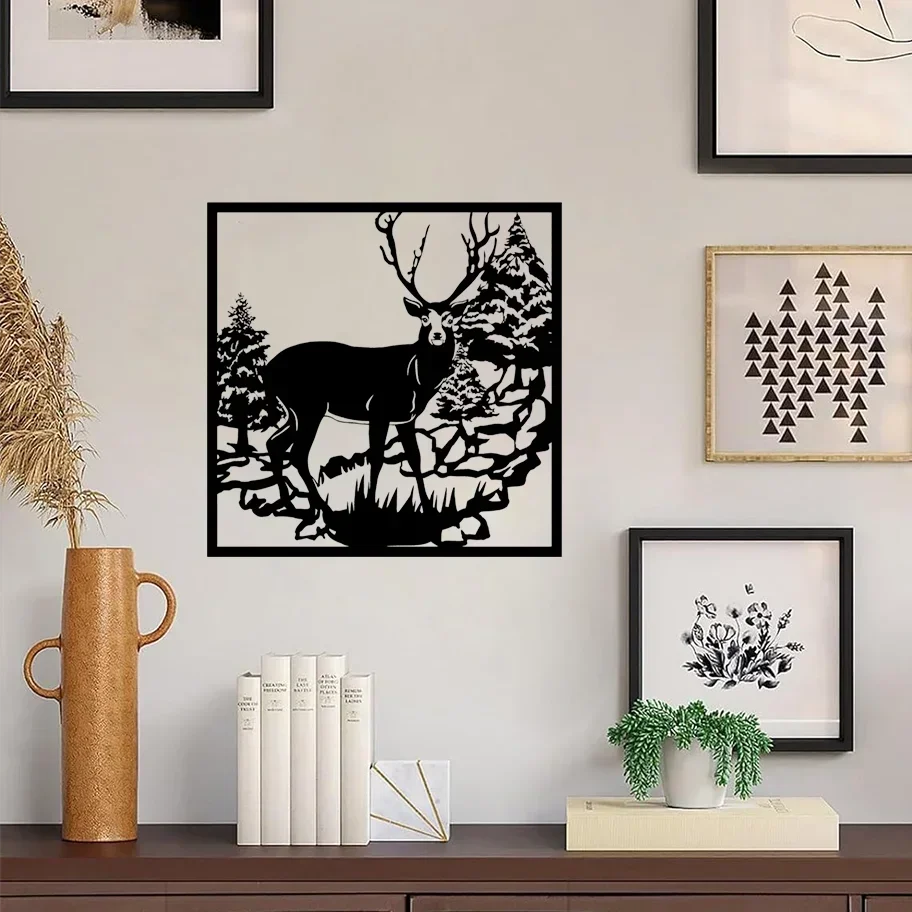 Unique Splendid Exquisite Metal Wall Decor – Deer in the Forest. A Distinctive Hanging Animal Metal Artpiece