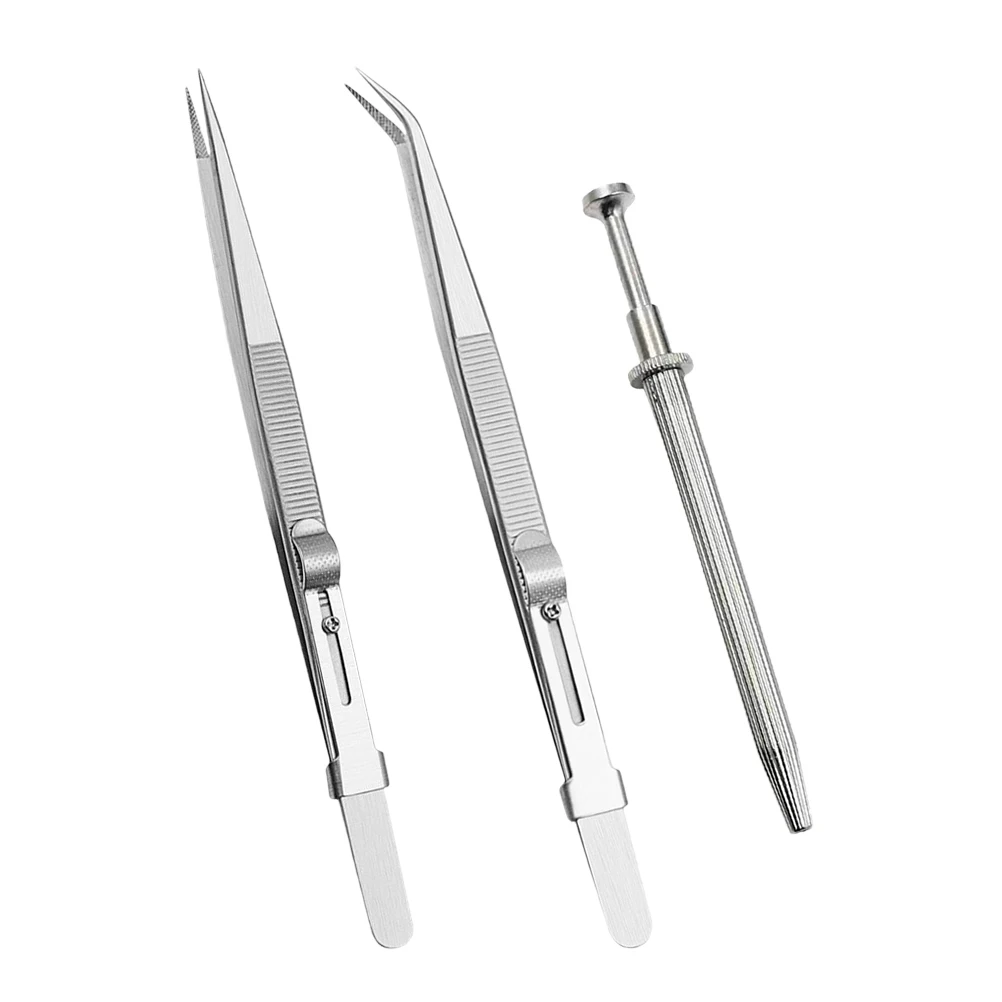 

1 set Diamond Tweezers Spring Plier Soft Tip Precision Stainless Steel Locking Tools Jewelry Tweezers Craft Supplies