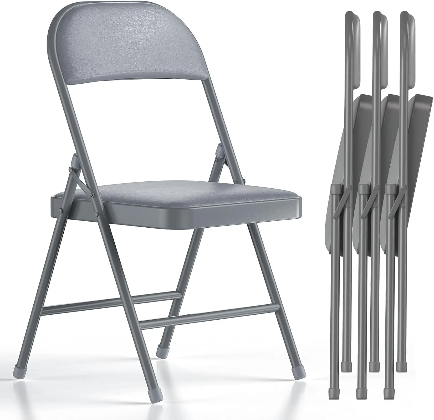

4 Pack Folding Chairs with Padded Vinyl Cushion Chairs with Comfortable Cushion and Durable Steel Frame for Home and Office,