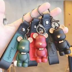 Cute Resin Keychain Charm Tie The Bear Pendant For Women Bag Car KeyRing Wristband Jewelry Accessories Kids Girl Gift