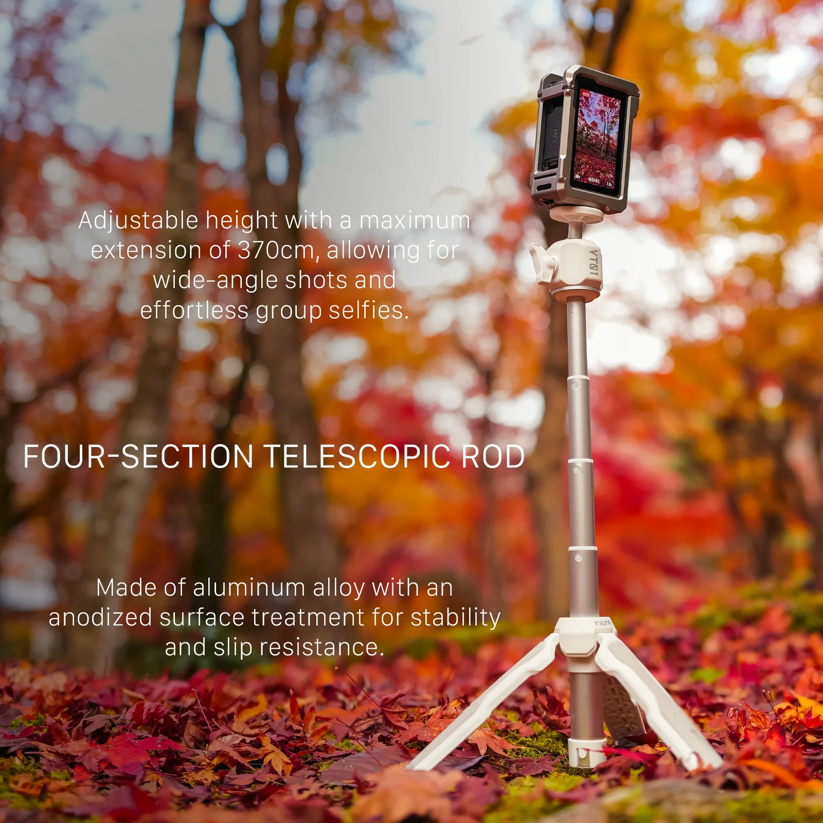 TILTA TT-VT01 حامل ثلاثي القوائم قابل للتمديد لمدونة الفيديو (1 كجم) حامل ثلاثي القوائم Monopod صغير متوافق مع DJI Osmo Action 3 4 5 PRO