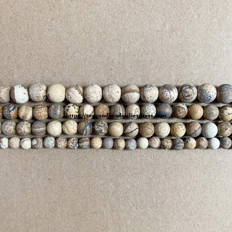 Natural Stone Matte Picture Jasper Round Loose Beads 15\