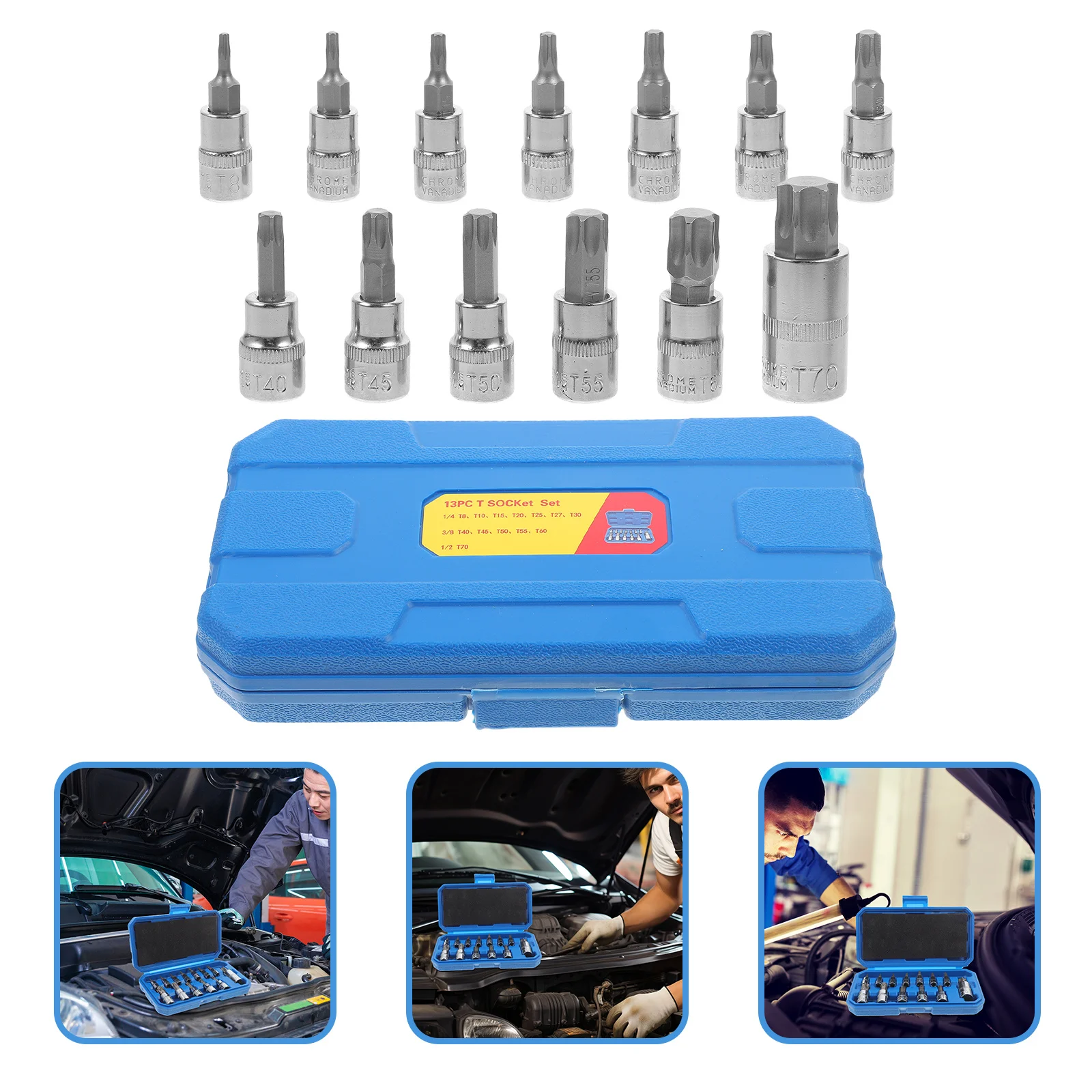 

13pcs Hex Bit Socket Set Impact Socket Kit Assorted Metal Sockets For Mechanical Repair Durable Lightweight Versatile Tool