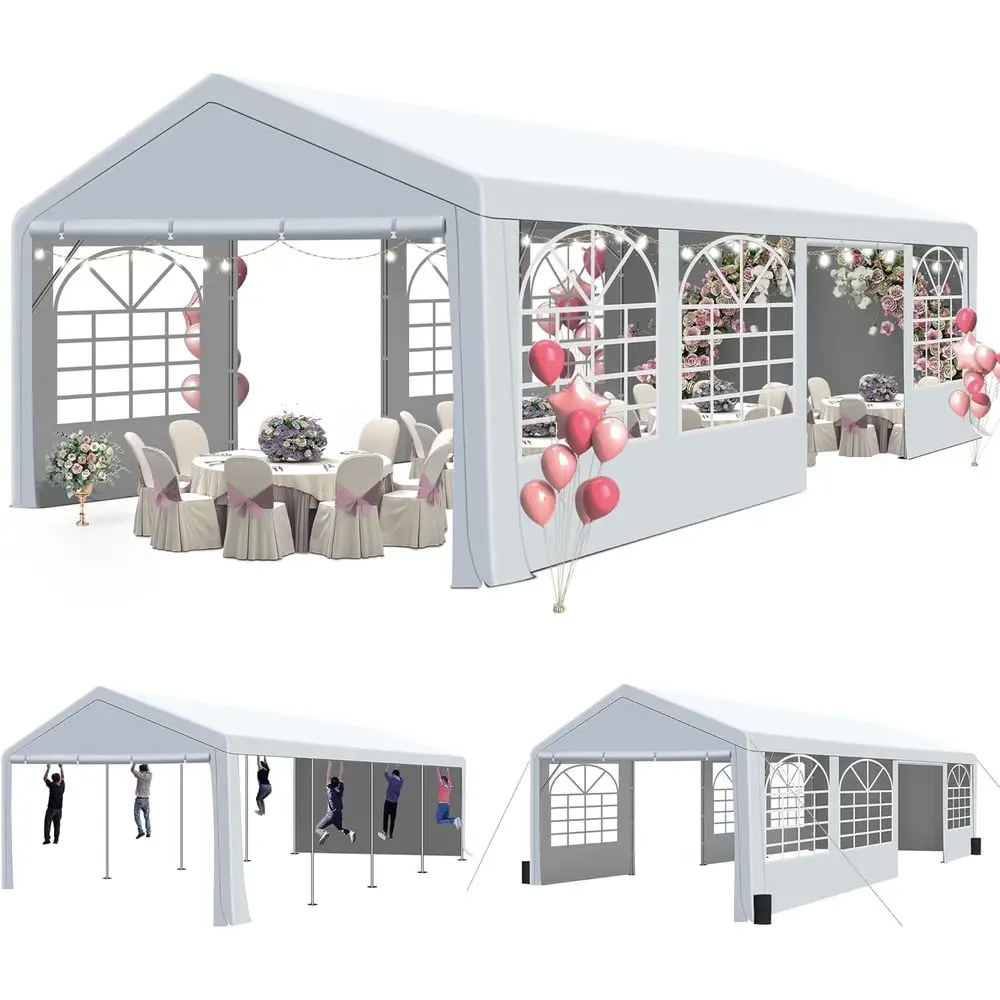 

13' x 26' Party Tent & Carport - Heavy Duty Outdoor Wedding Gazebo with 4 Sand Bags, Event Shelter or Outdoor Event, Wedding, Bi