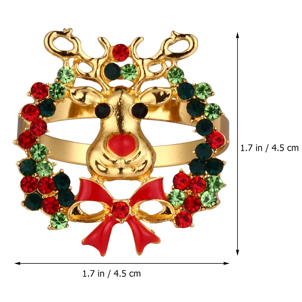 4pcs Christmas Deer Napkin Rings Alloy Napkin Holders for Party Dinner Table Decor