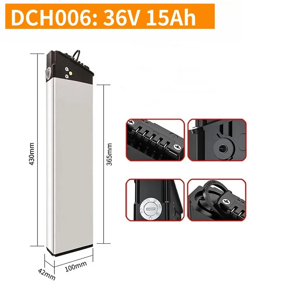 48V 17Ah 15Ah 12.8Ah 10.4Ah 36V 10Ah 12Ah 15Ah 52V 12.5Ah 15Ah 17Ah DCH-003 DCH-006 DCH-009 350W~1000W Motorbatterij