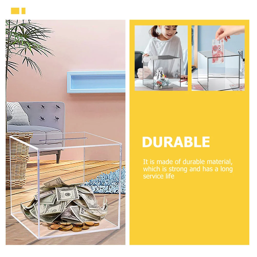 Container Transparent Piggy Bank Baby Home Decor Tins Acrylic Daily Use Saving Desktop