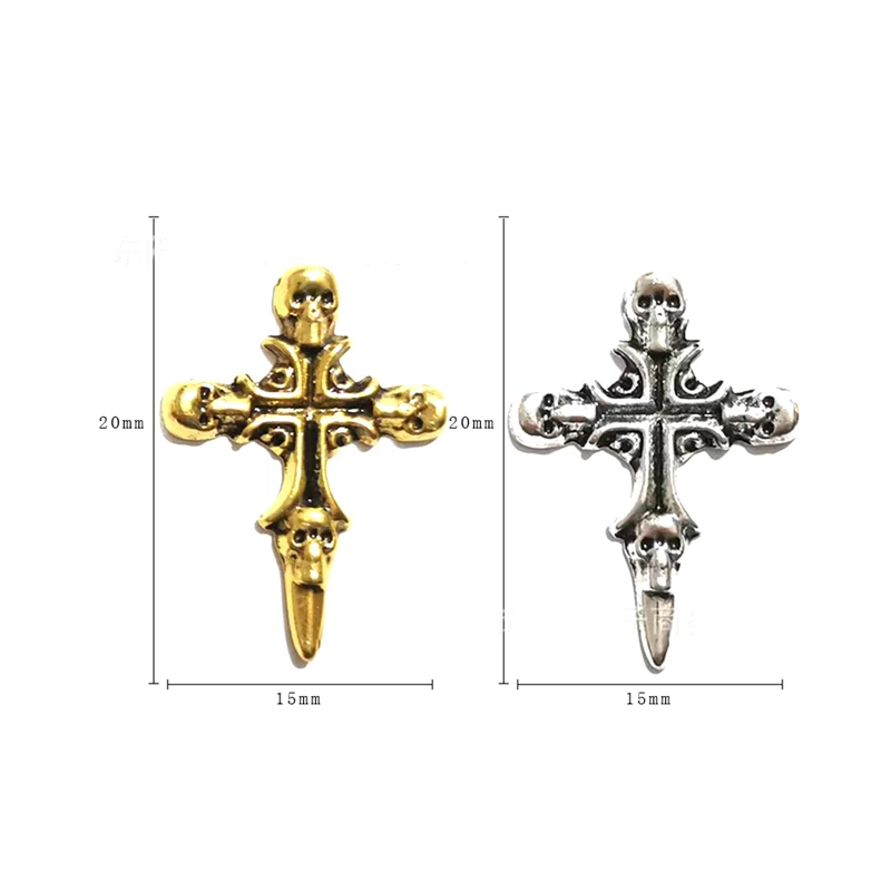 3D Alloy Punk Cross Nail Charms Luxury Cross Shape Glitter Nail Art Decorations Press on Salon Acrylic Manicure Decor Tools