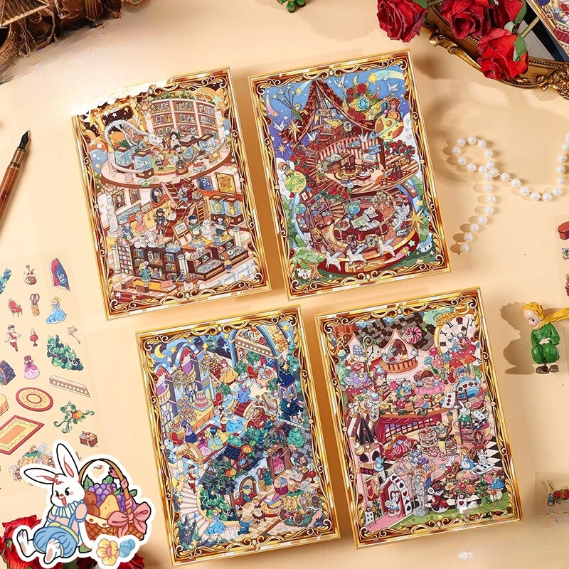 3-teiliges 3D-Diorama-Aufkleber-Set, Rahmen-Märchen-Szene, magische DIY-Papierkunst, kreatives Basteln für Kinder und Erwachsene