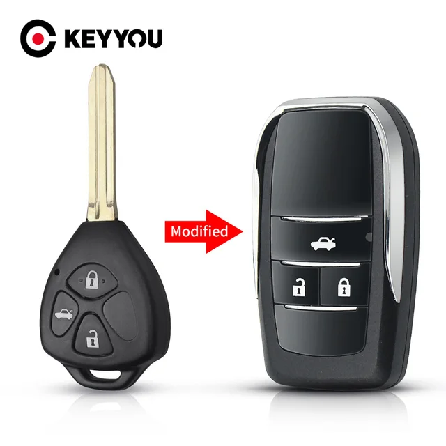 KEYYOU Zmodyfikowany 3-przyciskowy pilot zdalnego sterowania do Toyoty Corolla Hiace Camry X Yaris 4Runner Land Cruiser