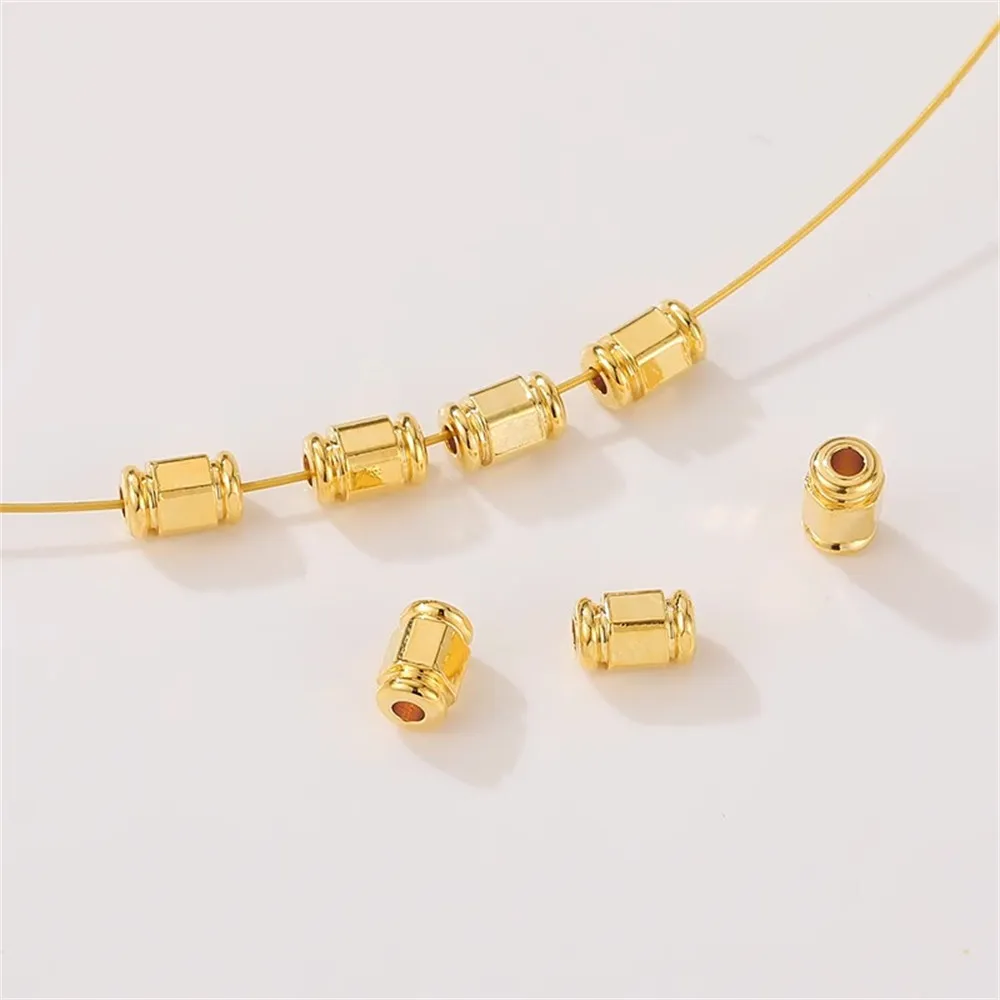 14K Gold-plated Cut Tube Bead Tube Barrel Bead Diy Handmade Bracelet Necklace Jewelry Material Accessories L187