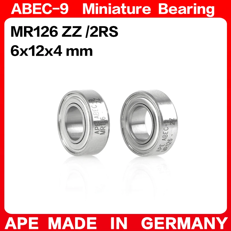 

10-50pcs APE ABEC-9 Bearing MR126 6x12x4 mm L-1260 MR126ZZ MR126-2RS L-1260ZZ Z -2Z 2RS Miniature Precision Ball Bearings