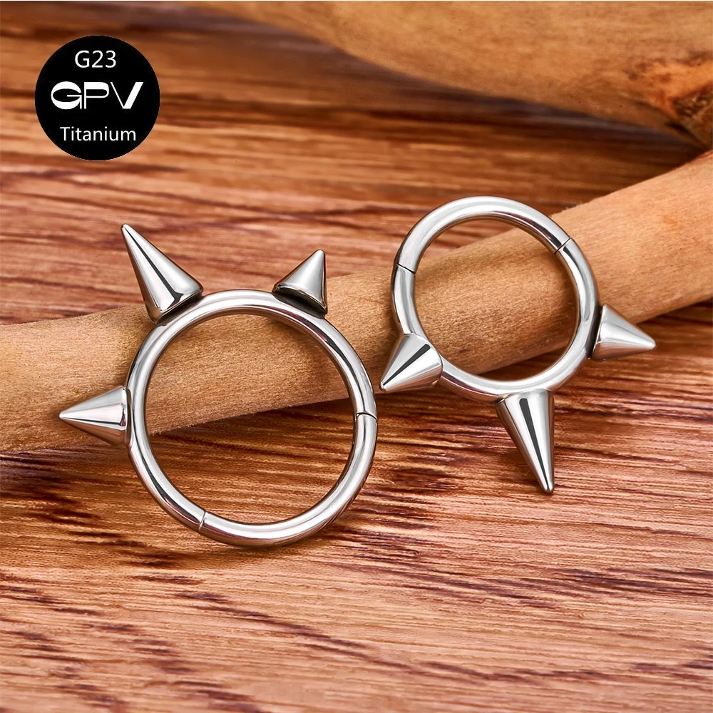 G23 Titanium Nasal Septum Ring Welding Pointed Vertebrae Punk Nasal Ring Puncture Jewelry Men And Women's Earrings