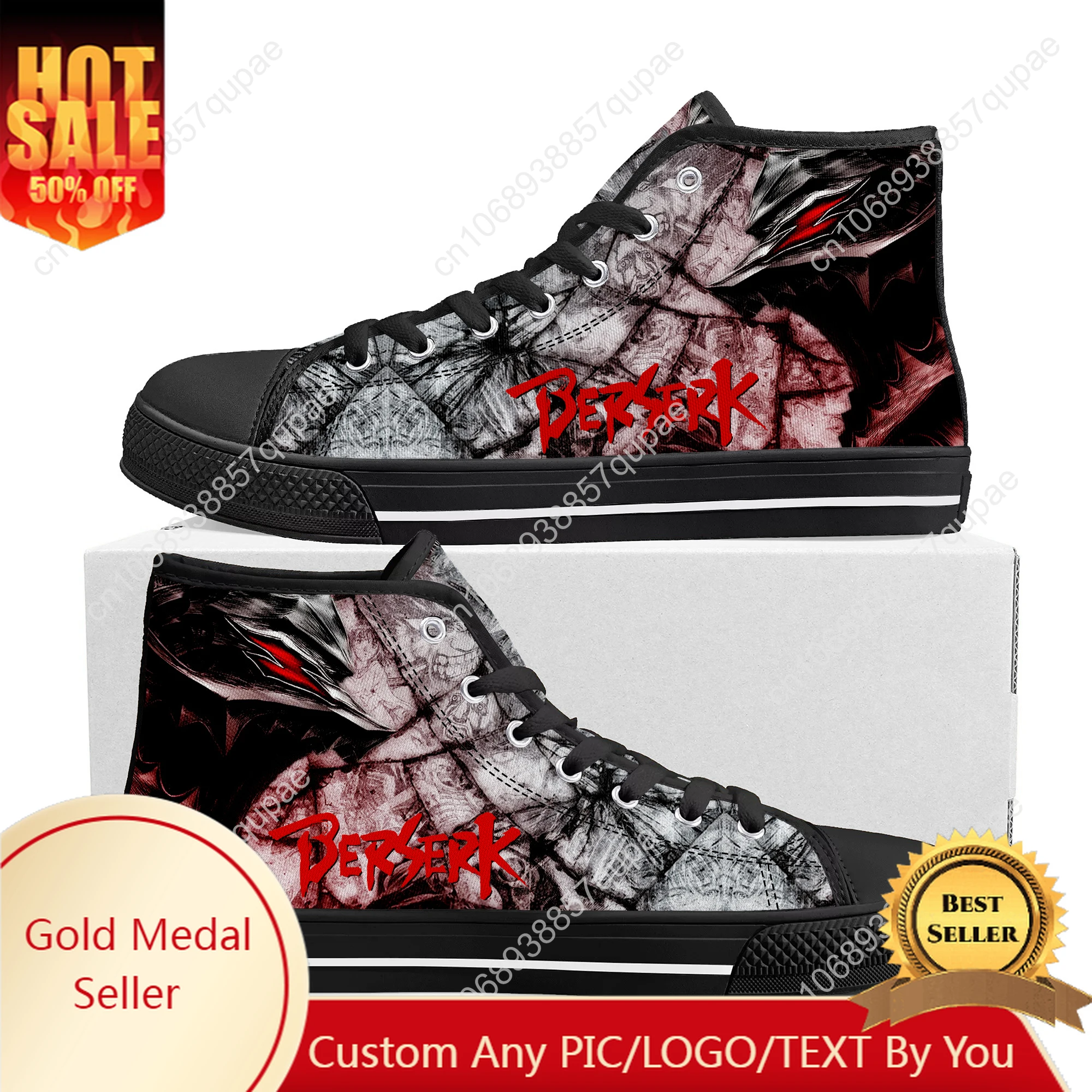 Baki The Grappler Hanma Baki High Top High Quality Sneaker Teenager Canvas Sneaker Casual Custom Made Shoe Customize DIY Shoe