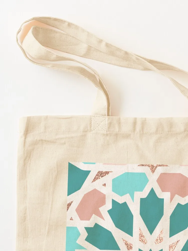 Roségouden geometrisch Arabisch patroon geïnspireerd door de Safaa Gardens Moskee at KAUST Tote Bag draagtas Canvas Tote Bag