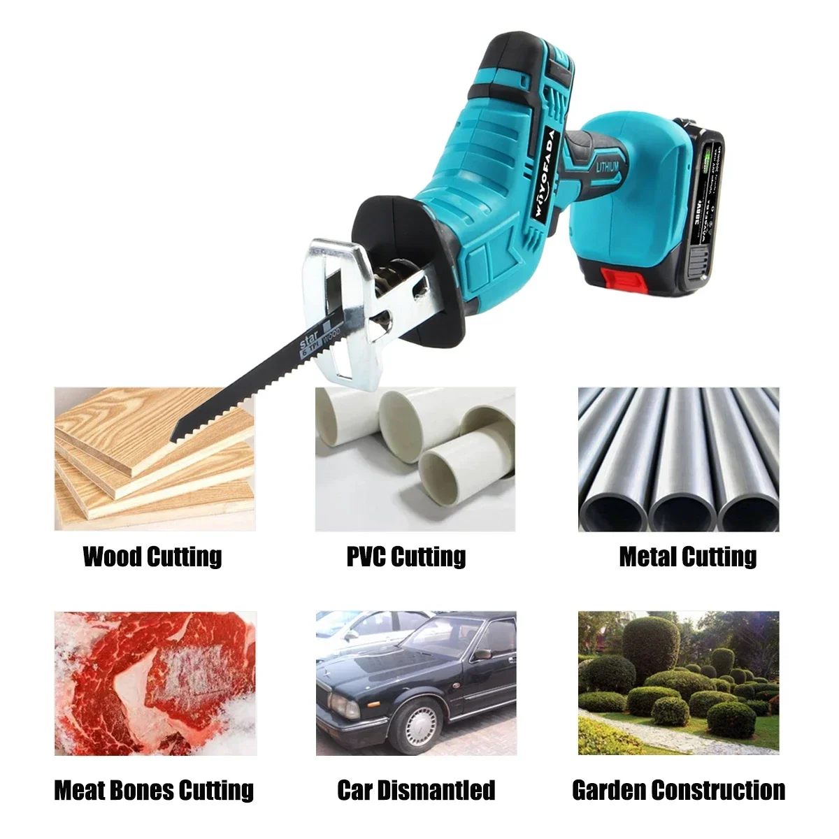 Cordless Reciprocating Saw Multifunctional Lithium Reciprocating Saw Chainsaw Wood Metal PVC Pipe Cutting For Makita 18V Battery