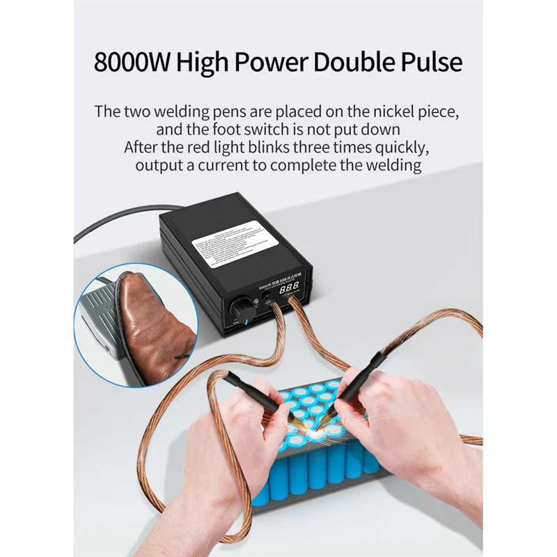 AEE2-8000W Saldatore a punti ad alta potenza Saldatori portatili a corrente regolabile per pedale per utensili manuali a batteria 18650