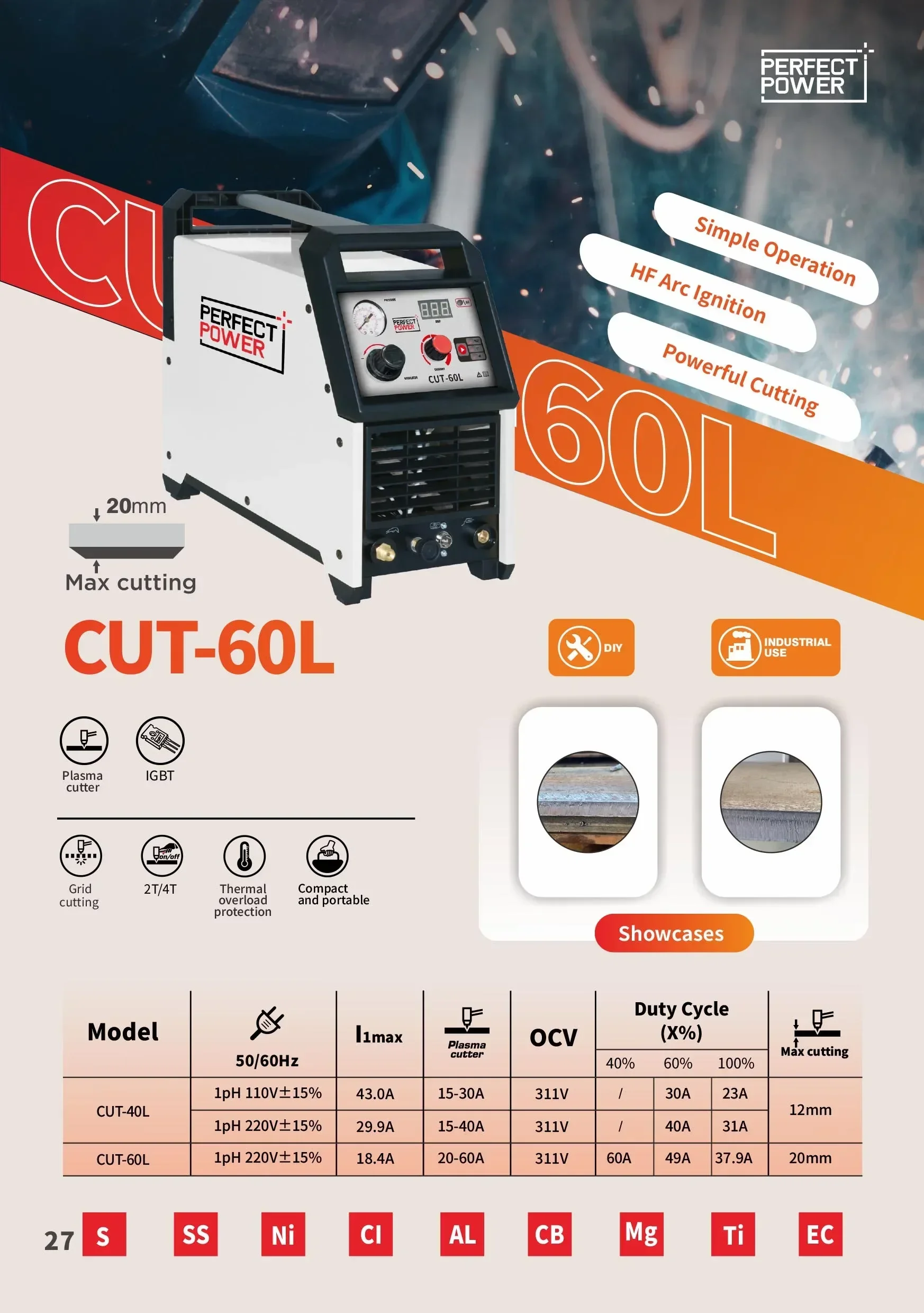 Plasma  220V Non-HF Pilot Arc CUT60, for Metal Iron Sheet Processing