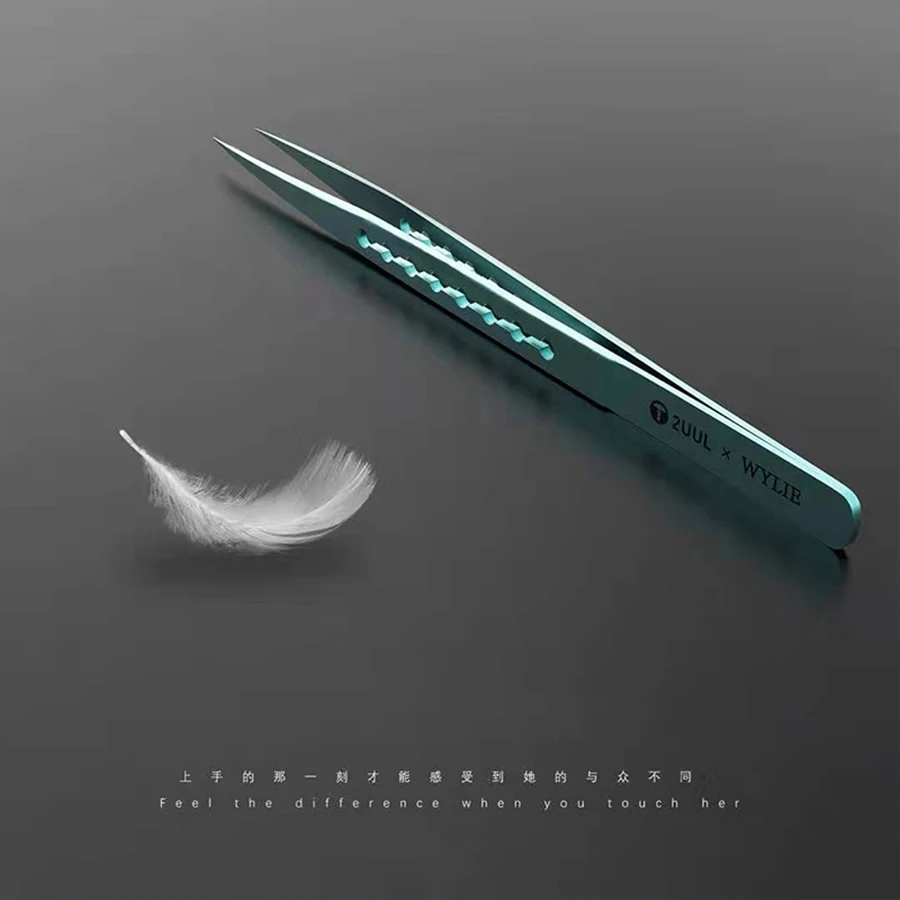 2UUL & WYLIE Ti11 سبائك التيتانيوم ملاقط طرف مستقيم لإصلاح اللوحة الأم للهاتف ، أداة سلك توصيل معزز IC رقاقة دقيقة #4