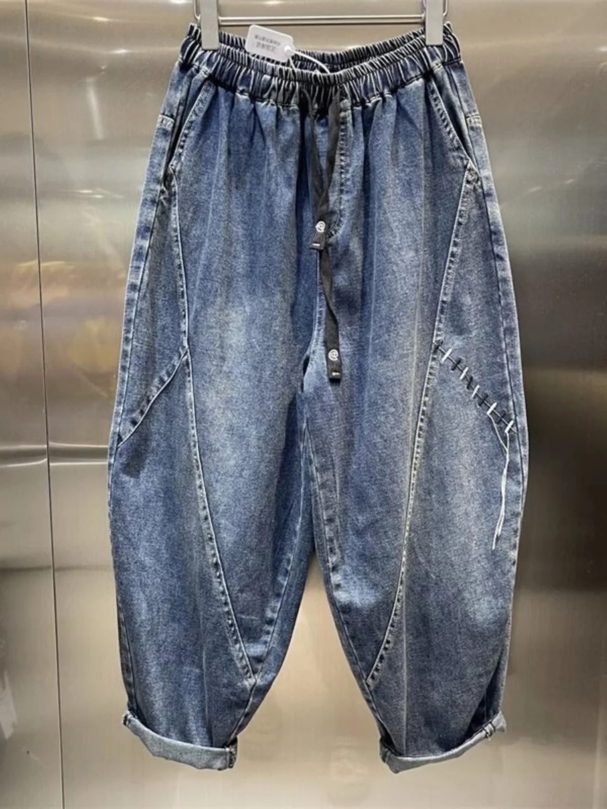 

Мужские винтажные джинсы-скинни больших размеров (до 300), с эластичным поясом, повседневные, прямые, длинные брюки, осень-зима, новинка