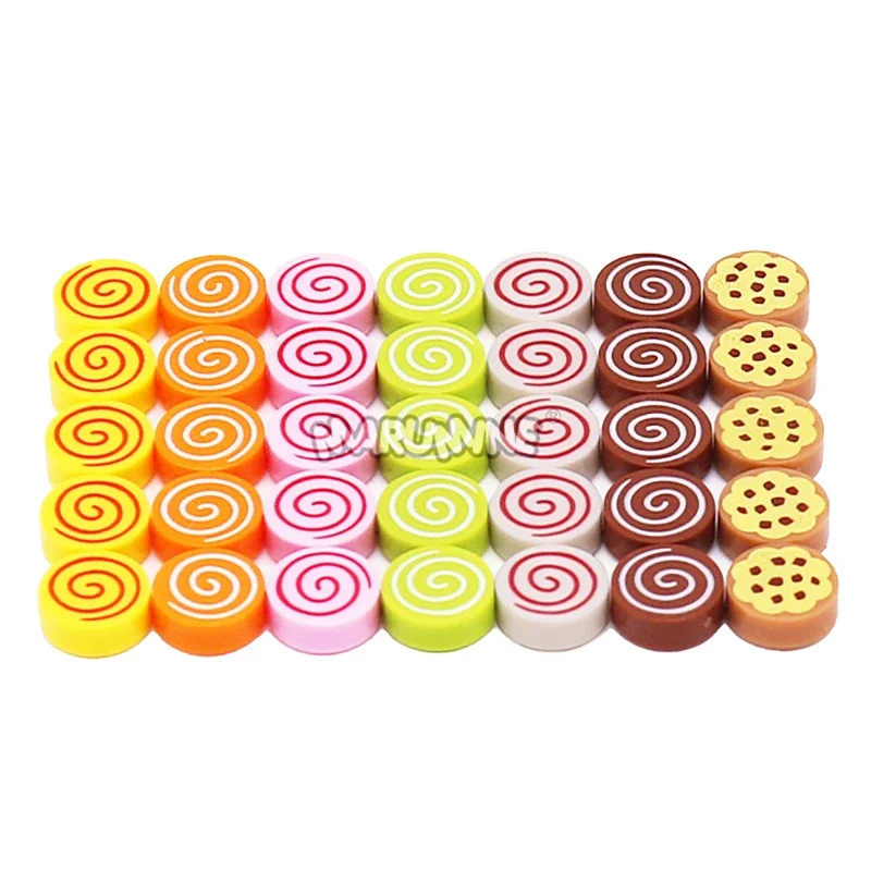 Marumine 60 STKS Mini Party Dessert Set DIY Keuken Accessoires Zwitserse Rollen Donuts Koekjes Servies Model 98138 MOC Bakstenen Onderdelen