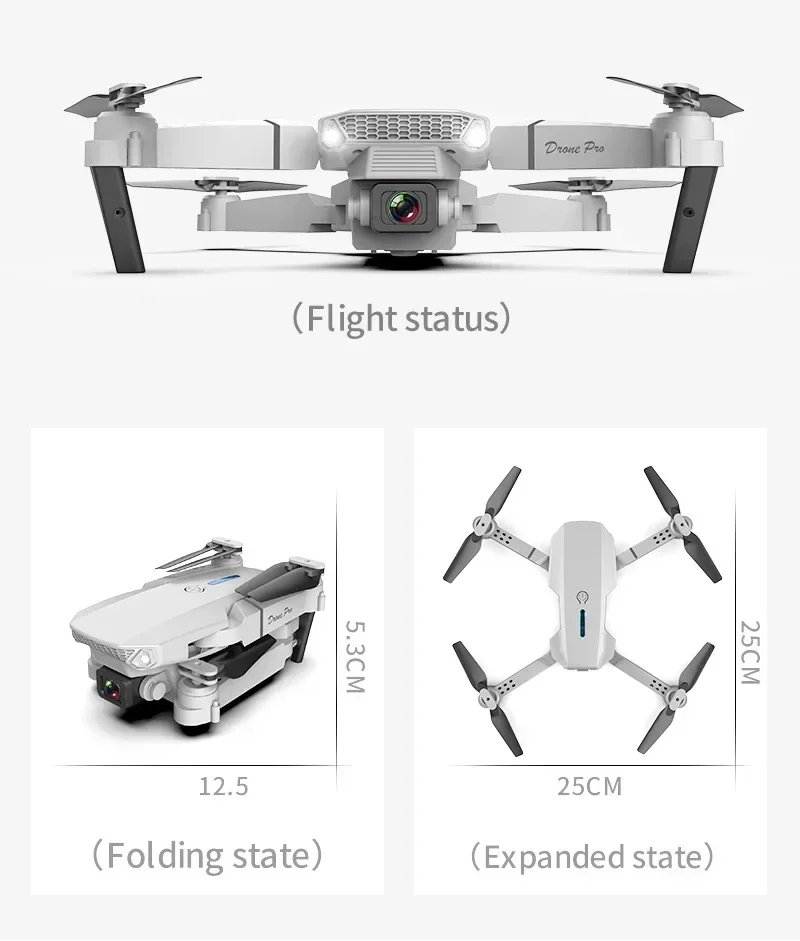 E88 Pro WIFI FPV Mini Drone Dual Kamera Weitwinkel HD 4K/1080P Höhe Halten faltbare Quadcopter RC Hubschrauber Fernbedienung Spielzeug