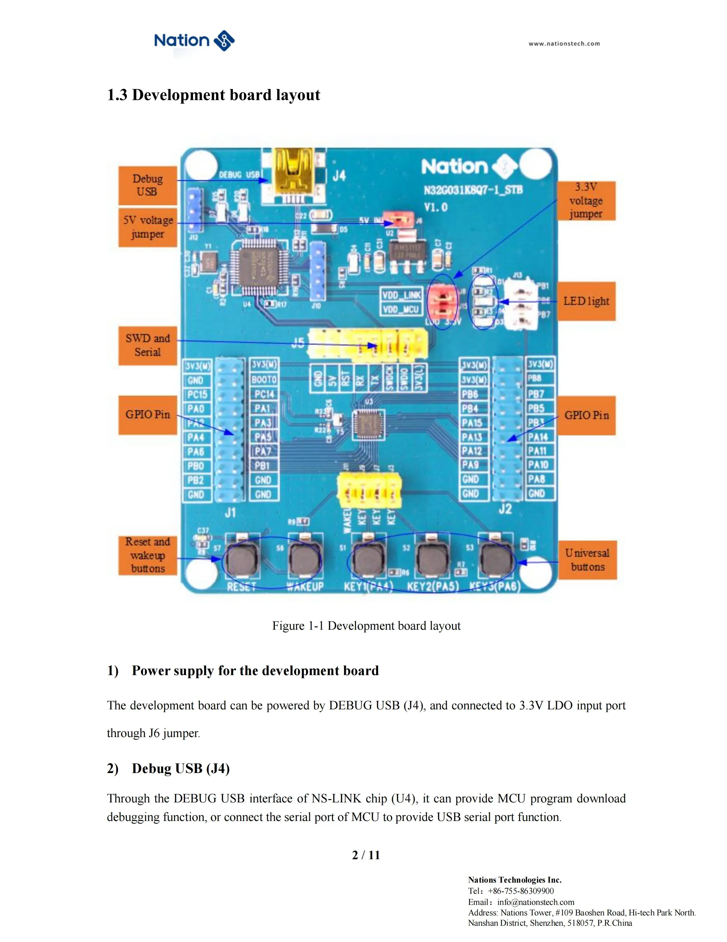 N32g031 Entwicklungs board N32G031K8Q7-STB Onboard NS-LINK Online-Debugger – Detail 6
