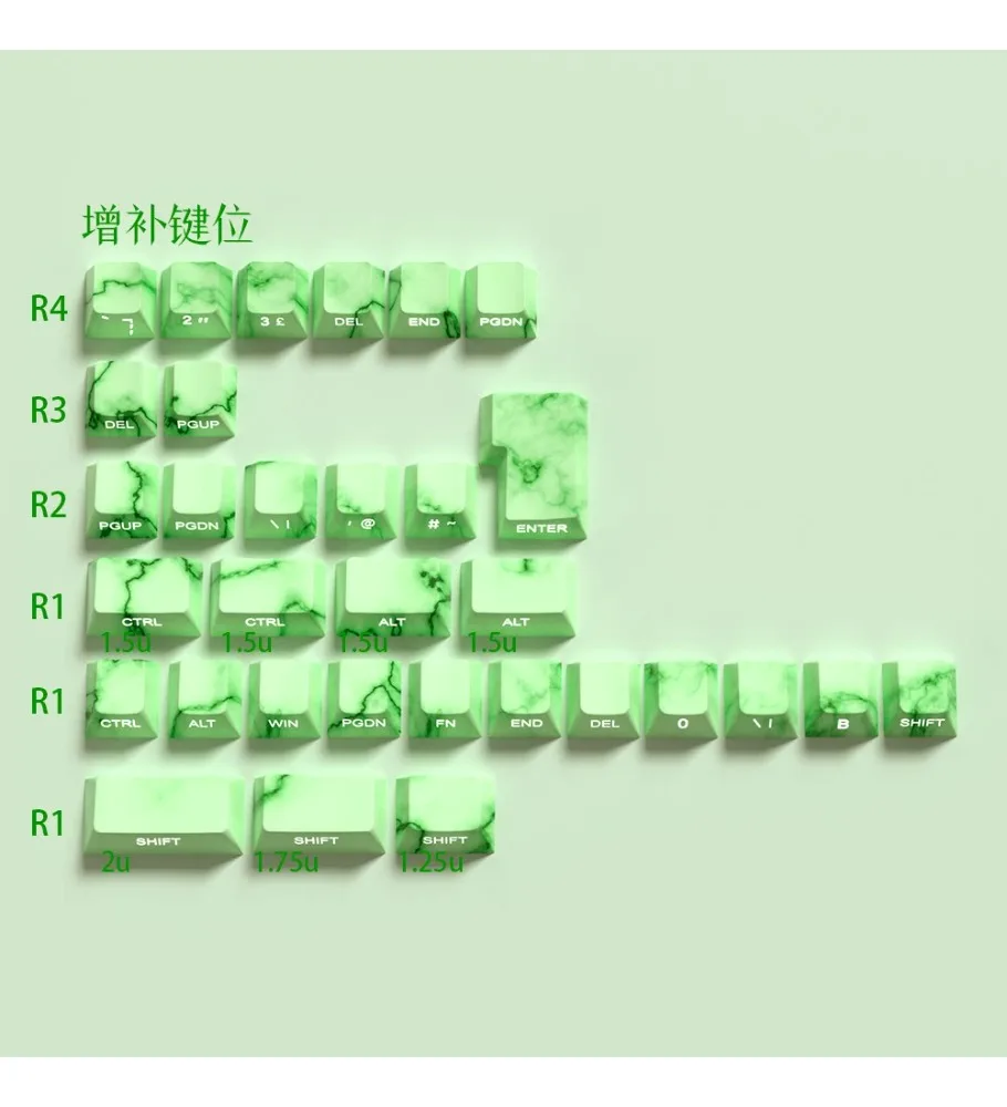 Side engraved transparent jadeite keycap original pbt thermal sublimation adaptation 60/64 keyboard ND63Ace60/68