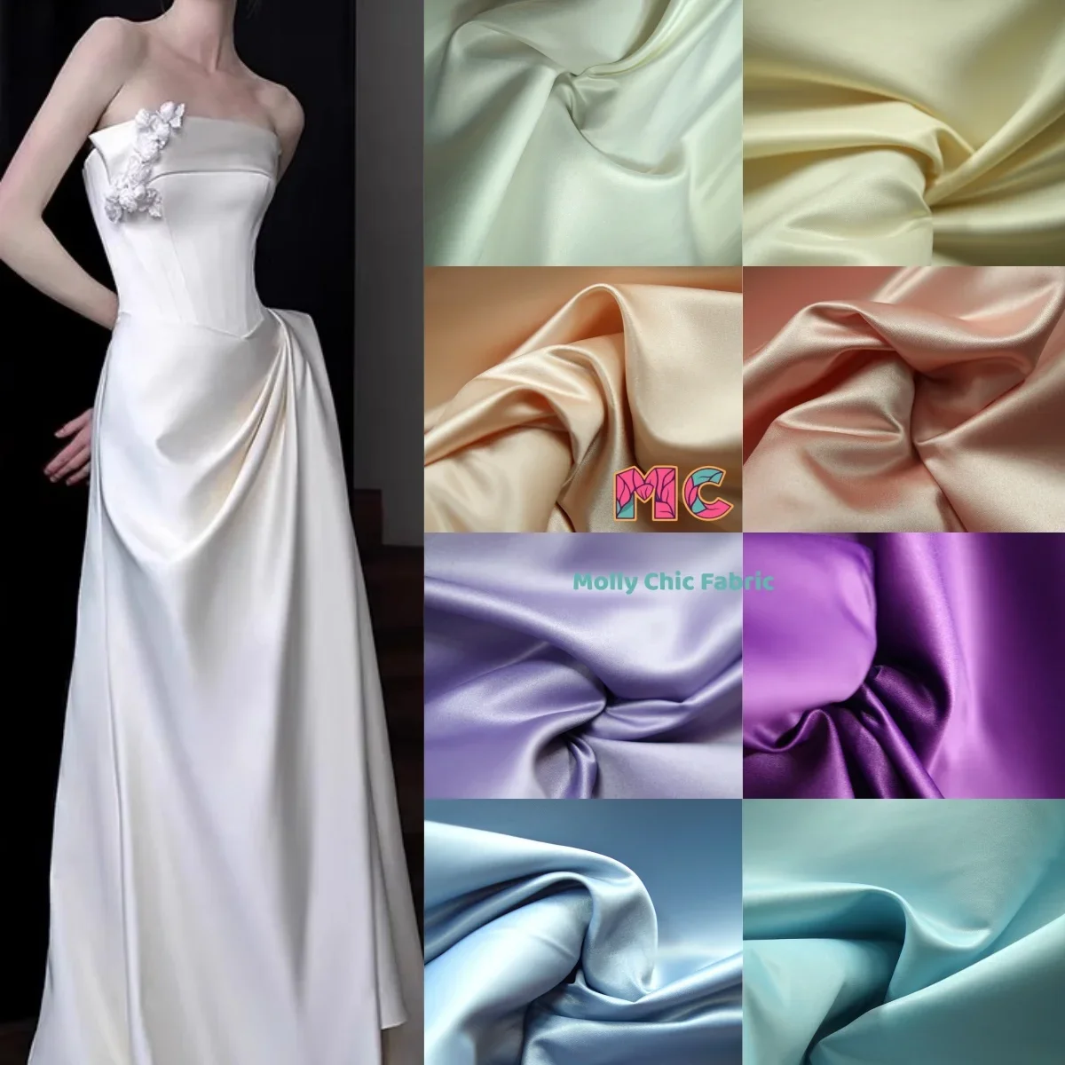 قماش ناعم من الساتان الناعم اللامع يمكنك صنعه بنفسك فستان سهرة قميص شيونغسام فستان قصير أقمشة بلون موحد للخياطة #2
