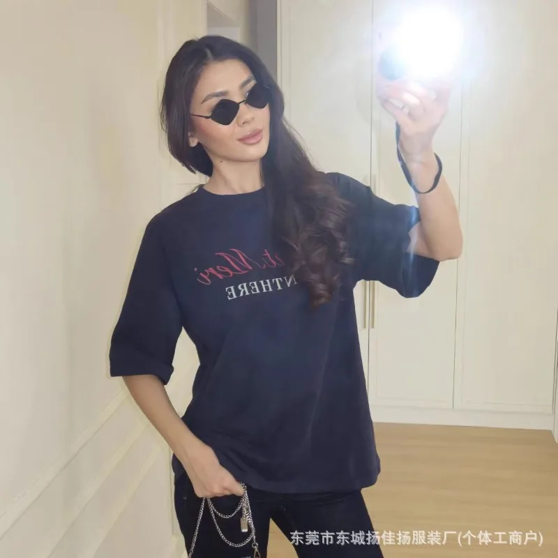 Leopardenmuster Kurzarm-T-Shirt Top Damen Rundhals Locker Sitzend Lässig Vielseitig Streetwear Mode Neue Damen-T-Shirts – Detail 5