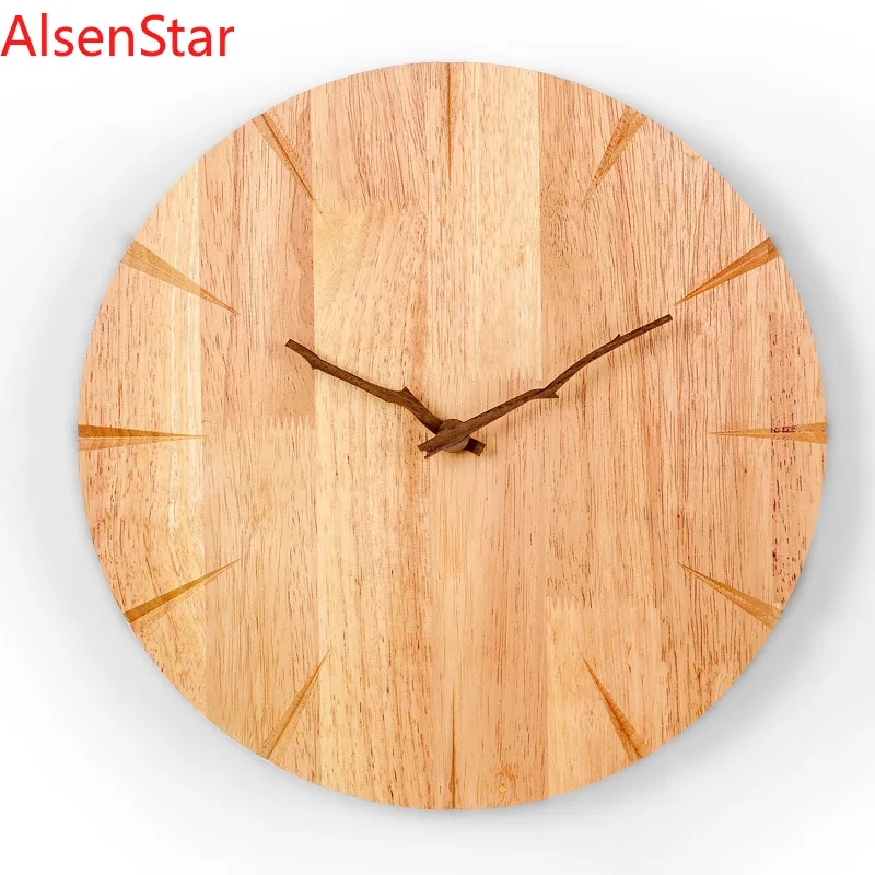 

Japanese Style Solid Wood Log Mute Wall Clock Creative Round Quartz Clock Wall Hanging Clock Watch Home Decoration