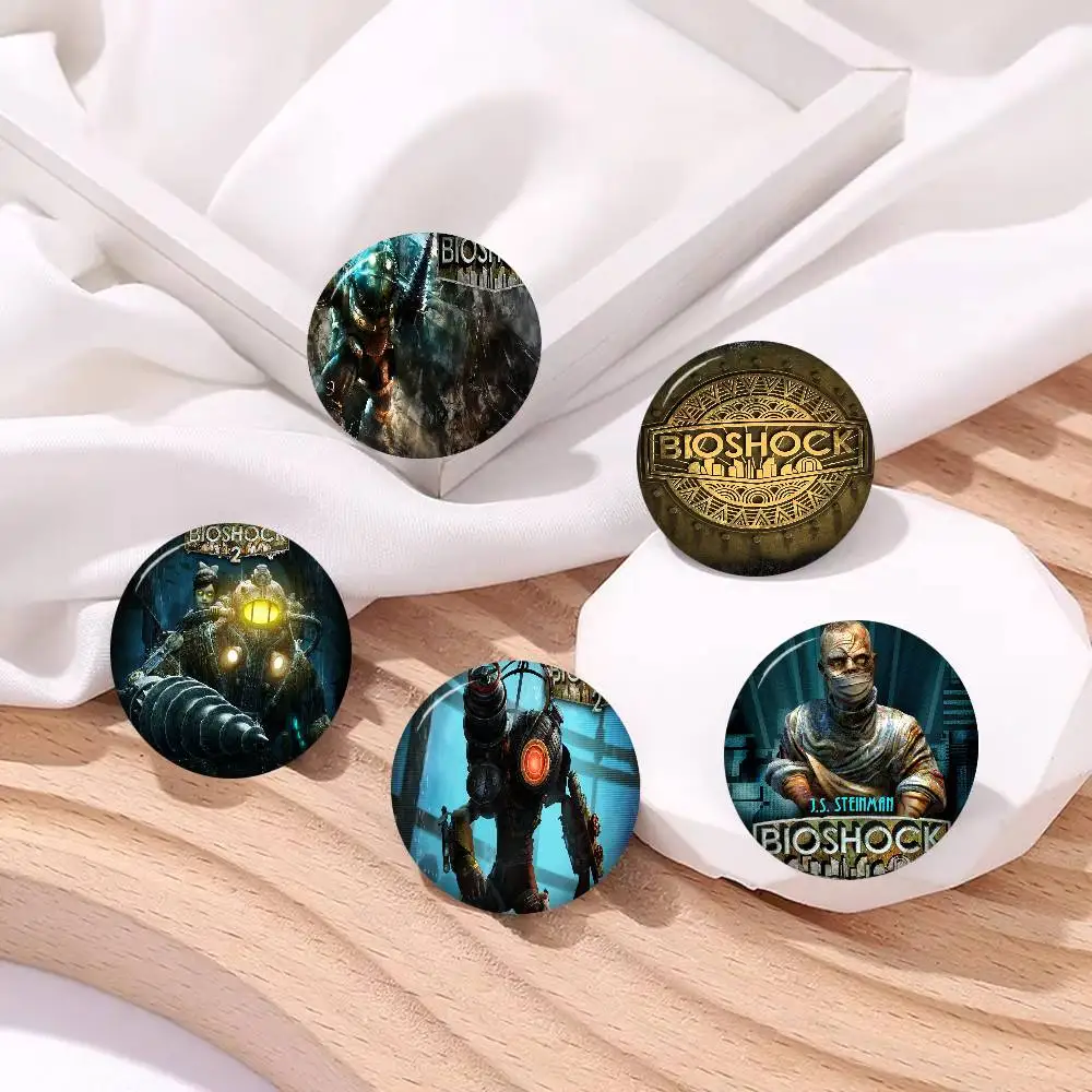 Badge en métal rond rétro B-Bioshock R-Rapture, bouton souple, épinglette, cadeau pour amis, bijoux pour enfants