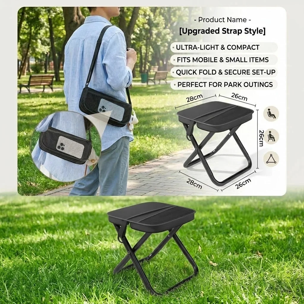 의자 Outdoor Folding Backpack Chair Equipped with Mesh Pockets Suitable Portable Handbag-style Chair for Travel Camping and Hiking