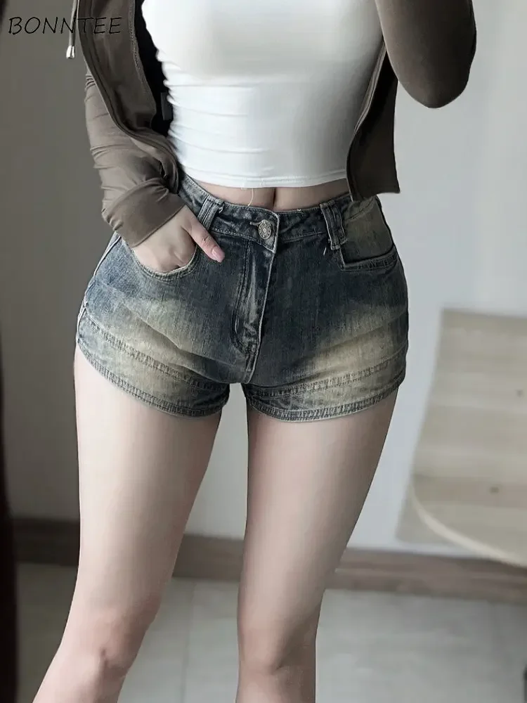 Denim Shorts Women Simple Daily Cool Basics All-match Casual Vintage Hotsweet Ladies European Style Spring Creativity Classics