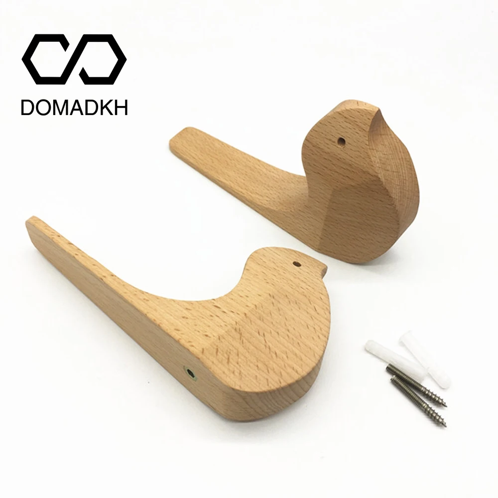 Solid Wooden Bird Hooks Bird Theme Coat Rack Decorative Wall Hooks Unique Towel Rack Backpack Hooks Outerwear Functional Racks