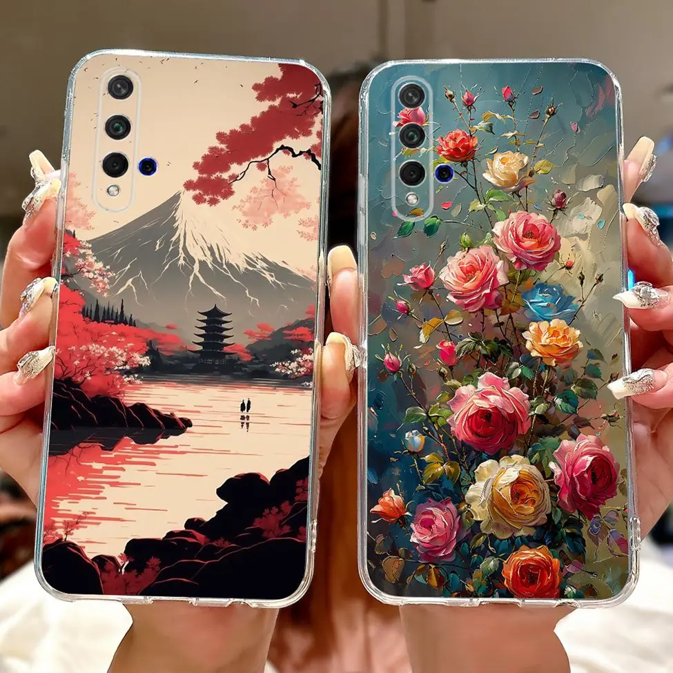 For Honor 20 Case YAL-AL00 YAL-TL00 Cute Cat Fashion Flowers Painted Cover For Huawei Nova 5T Phone Case YAL-L21 YAL-L61 YAL-L71 view 4