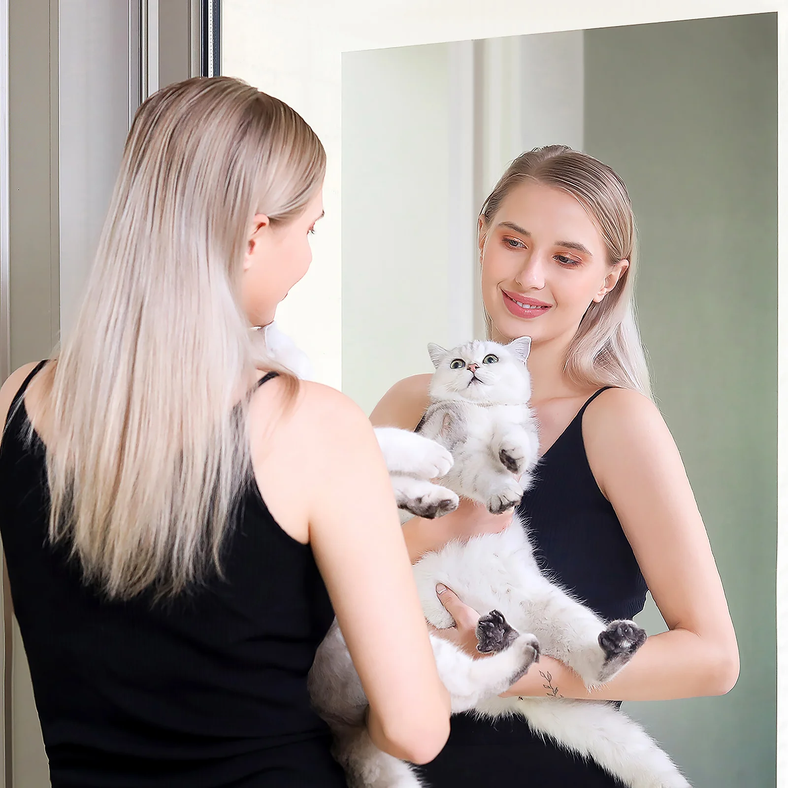 

Mirror Wall Stickers Smooth Surface Tough Non Fragile Decor Rooms 3d Decals Living Room Bathroom PET Material