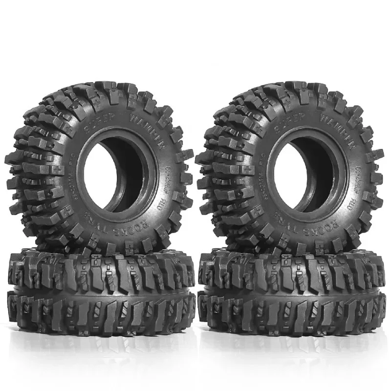 Pneu De Roda De Borracha Macia Para RC Crawler Carro, Pneu De Lama, Peças De Atualização, Acessórios, TRX4M, SCX24, AX24, 1/18, 55mm, 1.0 ", 4Pcs