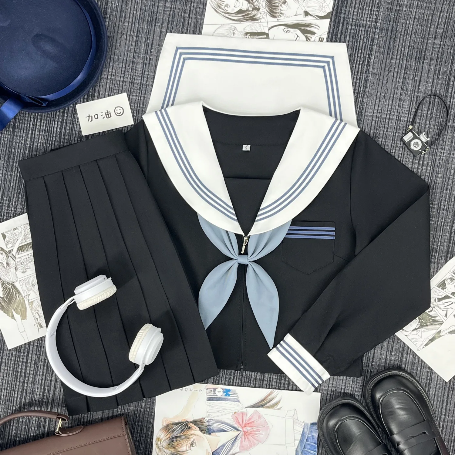 Costume de marin japonais pour fille mignonne, uniforme Jk Dark Bad Girl, costume central, uniforme d'élève du lycée de Style collégial d'automne et d'hiver