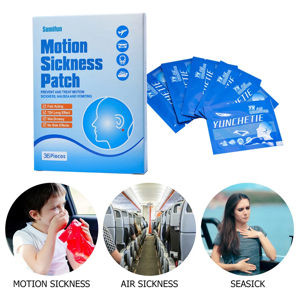 36pcs/box Motion Sickness Sticker Chinese Herbal Motion Sickness Anorexia Relief Plaster Fast Acting Kids Adults for Going Out