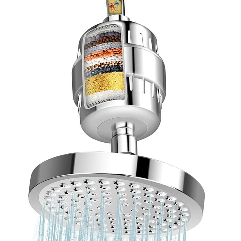 2X Shower Head And Water Filter, 15 Stage Shower Filter Removes Chlorine & Harmful Substances Water Softener Showerhead