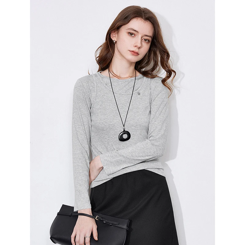 TOYOUTH Women Two Piece Long Sleeve T shirt 2025 Spring New Long Sleeve Pullover Tops