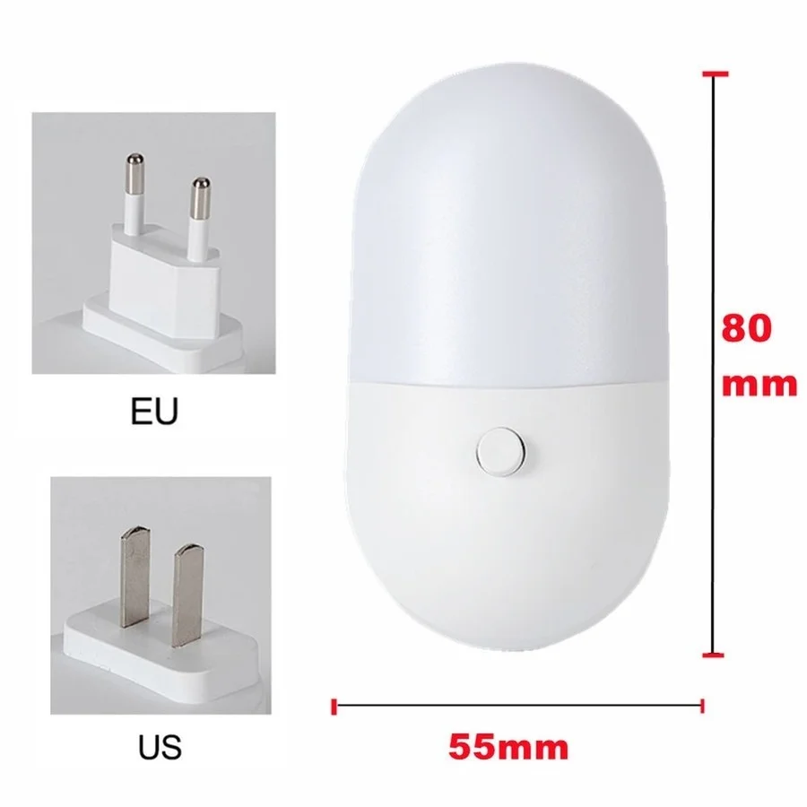 Muunnn LED Night Light Saving  Control Induction LED Light Night Lamp EU US UK Plug Night Light For Dual color temperature