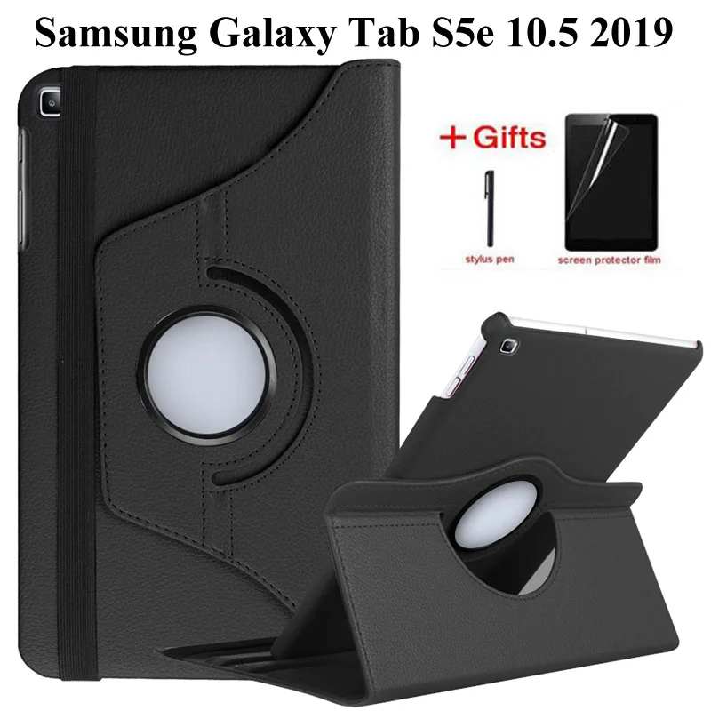 

360 Rotaing Style Tablet Case for 2019 Samsung Galaxy Tab S5E 10.5 inch SM-T720 T725 Magnetic PU Leather Folding Cases+film+pen