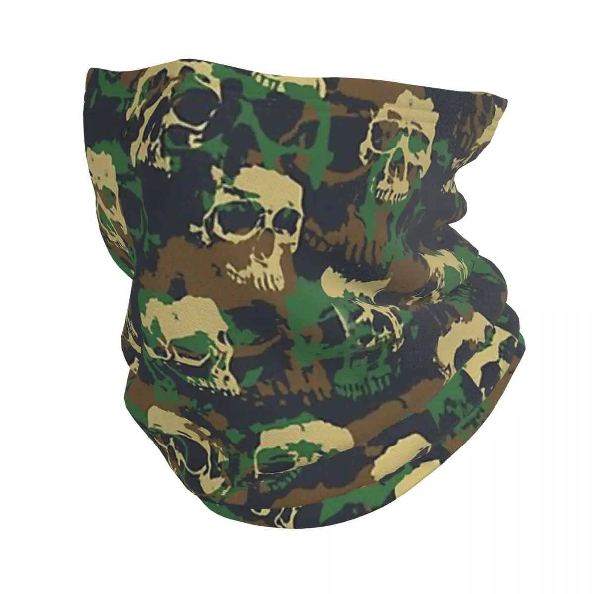 Skull Camo WOODLAND_70974445 Bandana Neckerchief for Hiking Women Men Wrap Scarf Neck Headband Warmer