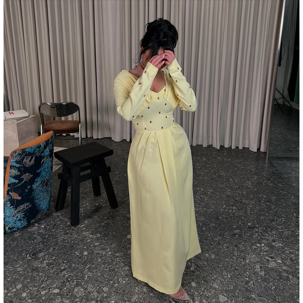 

Formal Evening Dresses Sweetheart Neck Long Sleeves Mermaid Wedding Guest Gowns Sequin Trumpet Women's Evening Gowns Customized
