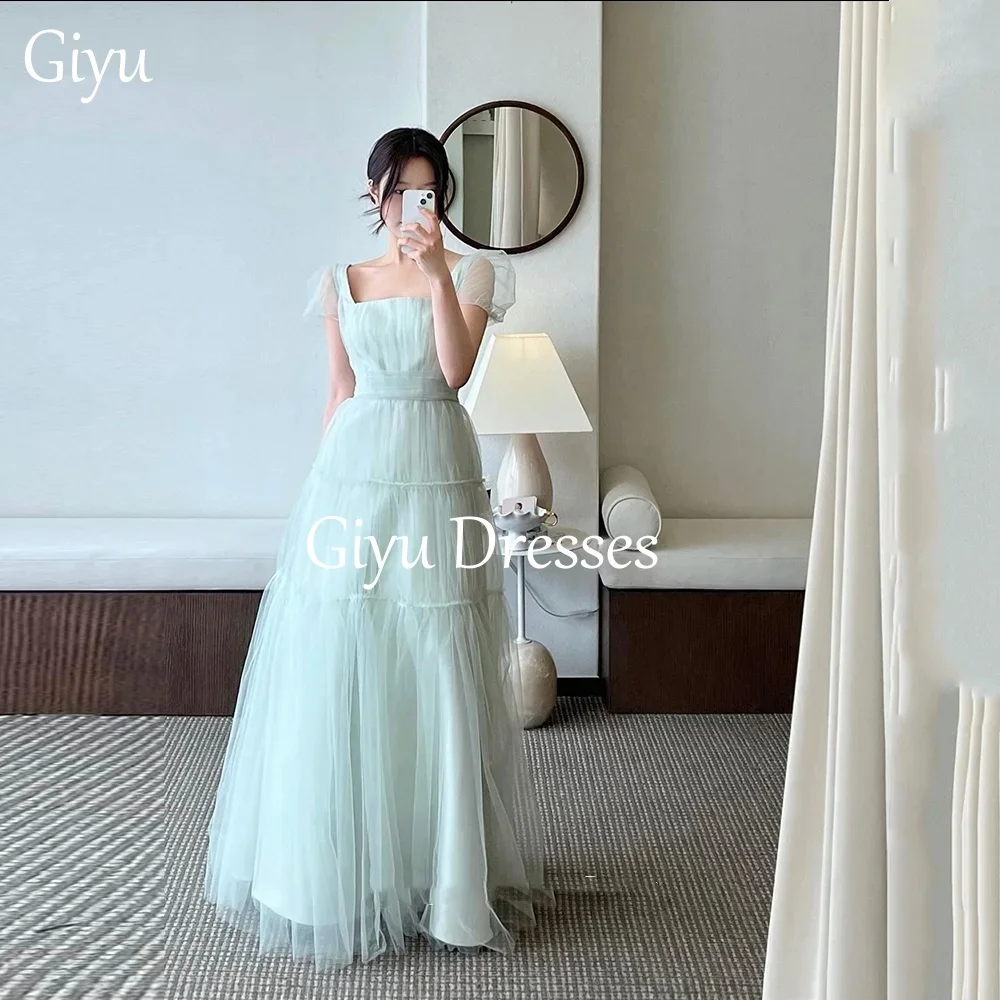 

Giyu Simple A-line Korea Wedding Dress Photo Shoot Square Collar Floor-Length Bridal Gown Vestidos De Novias Customized