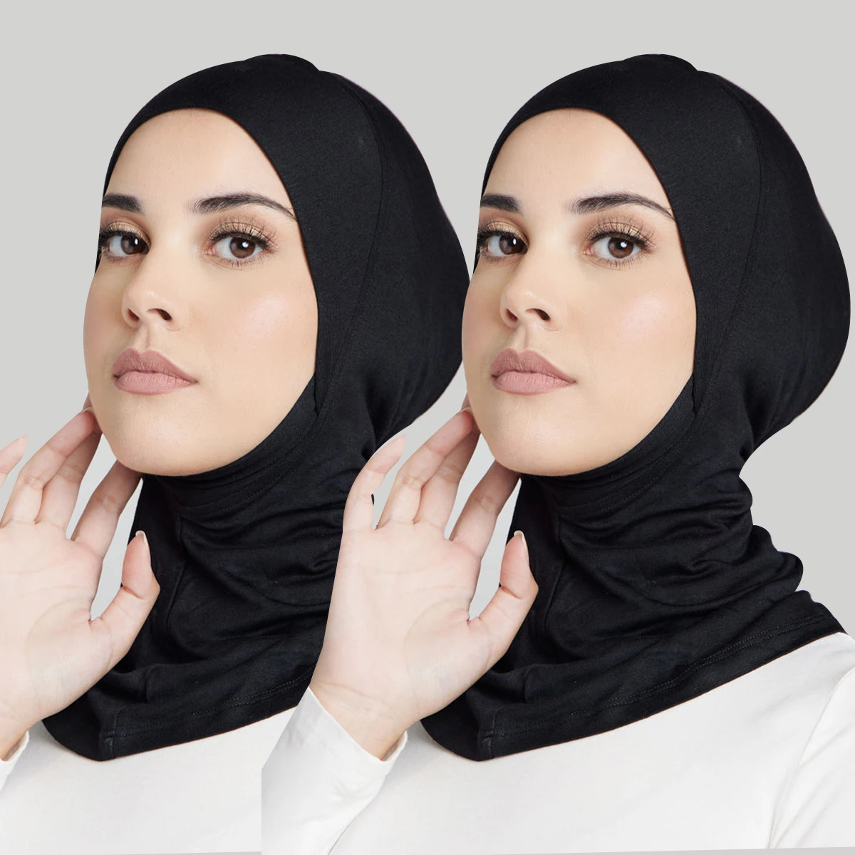 New Ramadan Muslim Women Hijab Cotton Modal Inner Hijab Islamic Turbans Headband Solid Scarf 2024 For Women Hijabs Caps Hat 2pcs