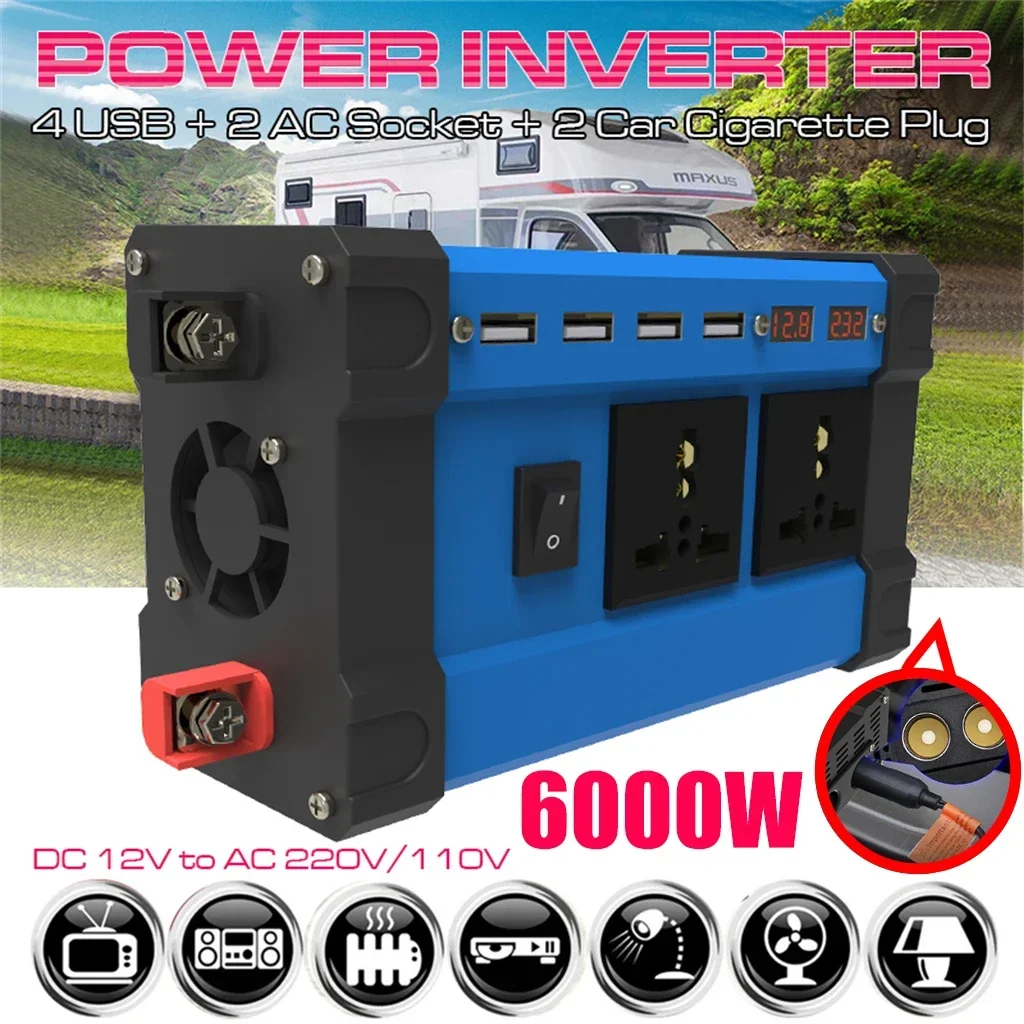 

Pure Sine Wave Inverter 4000W DC 12V to AC 220V 50Hz /110V 60Hz Power Inverter Charger Adapter Universal Socket